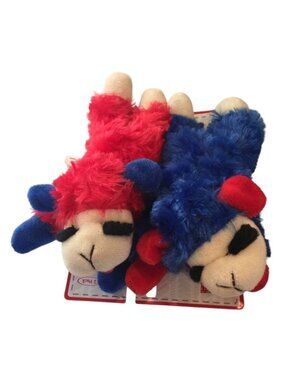 Lamb Chop Patriotic Red Blue Plush Set of 2 Squeaker 6 1/2" Dog Toys
